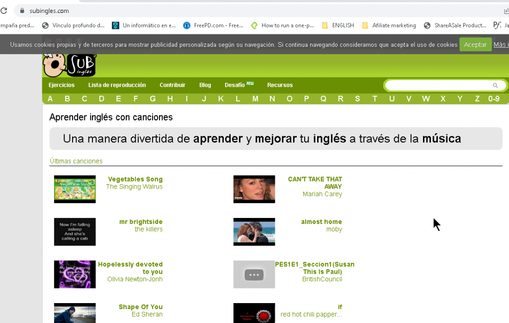 página web para aprender inglés con canciones