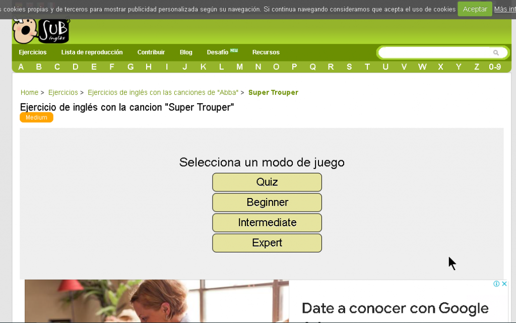 página web para aprender inglés con canciones